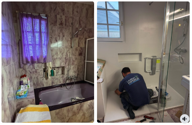 Avant apres salle de bain PMR laurent empereur