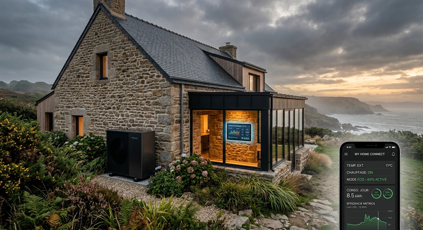 Domotique chauffage connecté pompe à chaleur : économisez vraiment en Finistère Nord